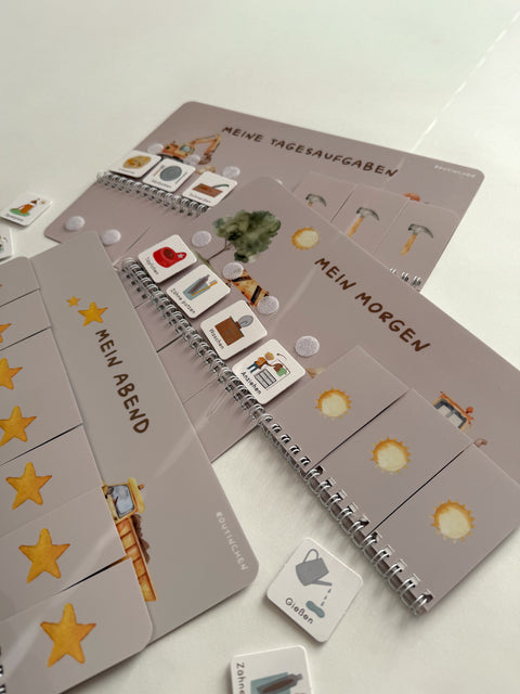 Routinchen Wochenplaner und Morgen & Abendroutine Bagger inkl. 525 Symbole