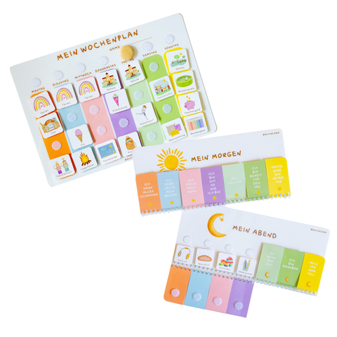 Routinchen Wochenplaner und Morgen & Abendroutine KUNTERBUNT inkl. 525 Symbole
