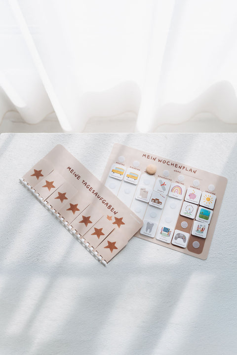 Routinchen Wochenplaner mit Tagesaufgaben Beige Neutral inkl. 525 Symbole