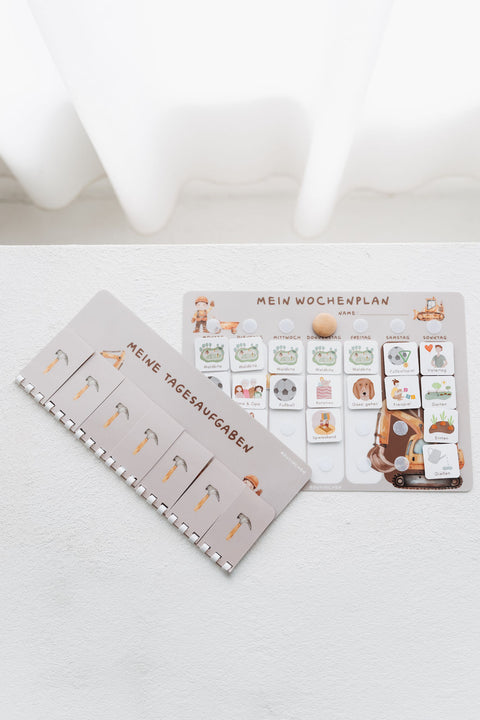 Routinchen Wochenplaner mit Tagesaufgaben Bagger inkl. 525 Symbole