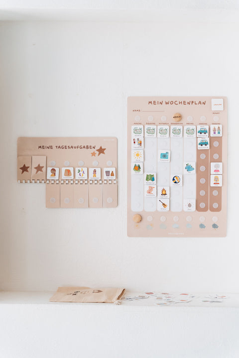 Wochenplaner A3 Beige mit Tagesaufgaben inkl. 525 Symbole