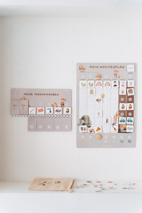 Wochenplaner A3 Bagger mit Tagesaufgaben inkl. 525 Symbole