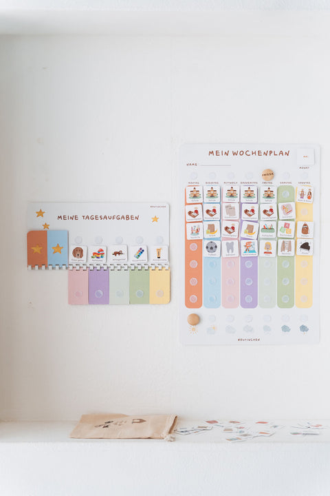 Wochenplaner A3 Pastell mit Tagesaufgaben inkl. 525 Symbole